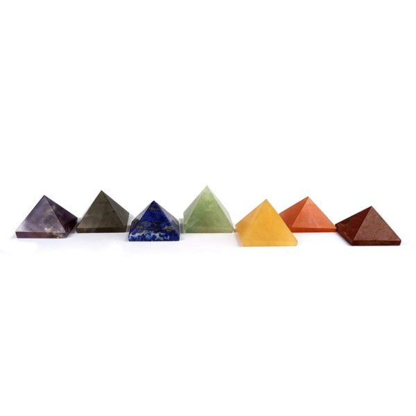 7 Chakra Reiki Symbol Engraved Pyramids Set of 7 pc - Image 2