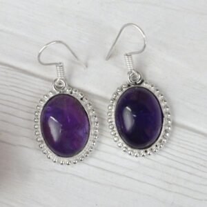 Amethyst Crystal Stone Oval Shape Earring