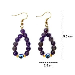 Amethyst With Evil Eye Earring