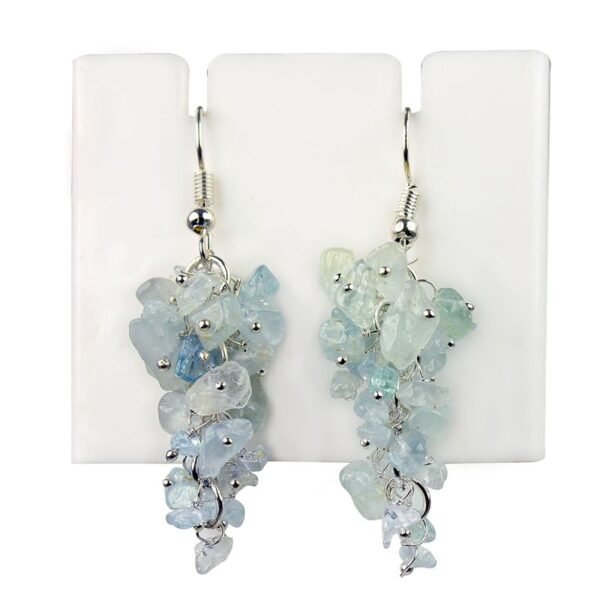 Aquamarine Crystal Stone Chip Earrings