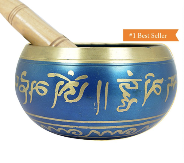 Blue Singing Bowl 3.5 Inch with Wooden Stick