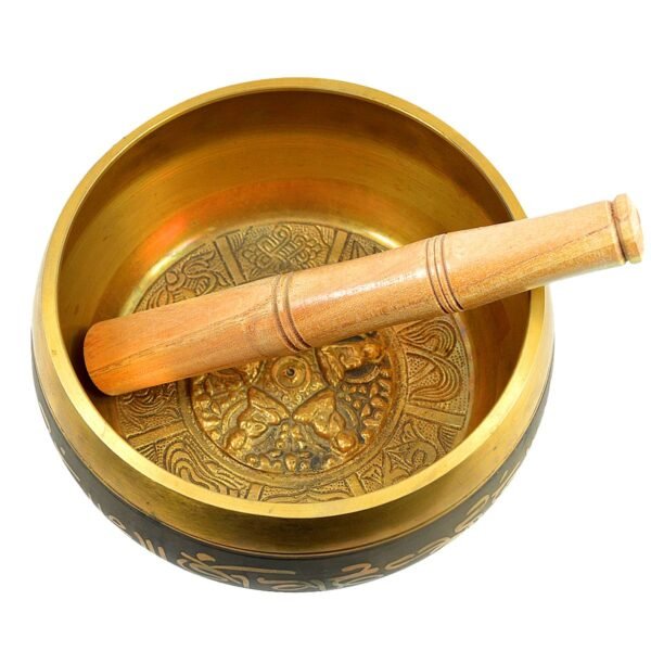 Blue Singing Bowl 3.5 Inch with Wooden Stick - Image 2