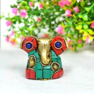 Brass Ganesha with Stone for Home Decor, Gifting, Diwali--90-120 Gram Approx