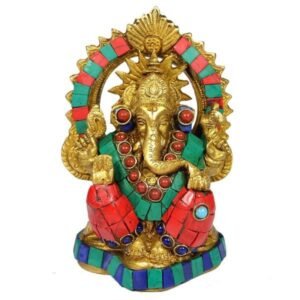 Brass Ganesha with Stone for Home Décor, Gifting, Diwali-900-940 Gram Approx