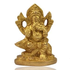 Brass Lord Ganesha ji with Mushak Statue Idol (Size 2.3 Inch Approx)