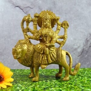 Brass Statue/Idol Sherawali MATA Murti Maa Durga Murti Size 3.5 Inch Approx