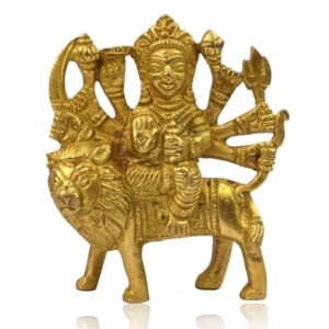 Brass Statue/Idol Sherawali |Maa Durga On Lion (Size 3.2 Inch Approx)