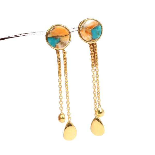 Breathtaking Women Stud Earrings Natural Oyster Copper Turquoise Stud Earrings 925 Sterling Silver Gold Plated Stud Earrings - Image 4