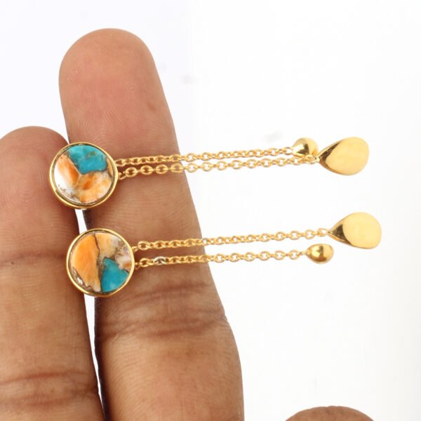 Breathtaking Women Stud Earrings Natural Oyster Copper Turquoise Stud Earrings 925 Sterling Silver Gold Plated Stud Earrings