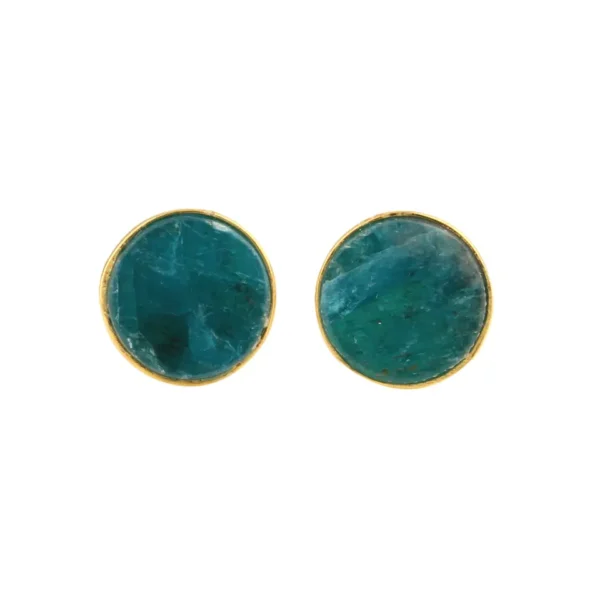 Classic Women Fashion Natural Apatite Gemstone Indian Jewelry Solid 925 Sterling Silver Gold Plated Stud Earrings Supplier