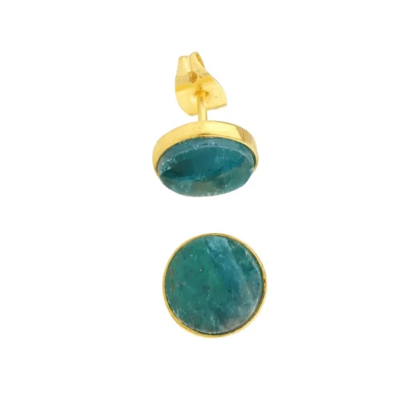 Classic Women Fashion Natural Apatite Gemstone Indian Jewelry Solid 925 Sterling Silver Gold Plated Stud Earrings Supplier - Image 2