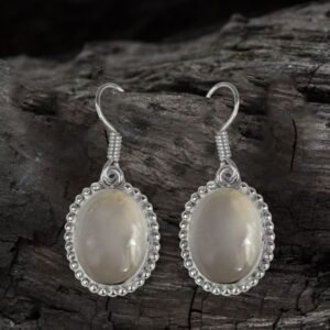Clear Quartz Crystal Stone Oval Shape Earring