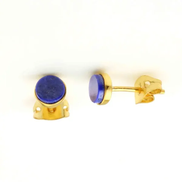 Geometric Style Natural Lapis Lazuli Stud Earrings Natural Gemstone 925 Sterling Silver Gold Plated Stud Earrings - Image 3