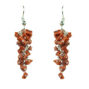 Goldstone Brown Crystal Stone Chip Earrings