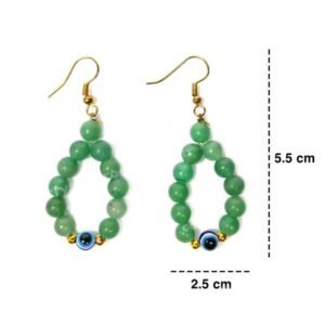 Green Jade With Evil Eye Earring