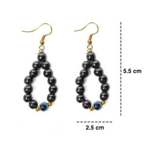 Hematite With Evil Eye Earring