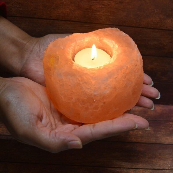 Himalayan Rock Salt Lamp Tea Light Candle Holder - Image 2