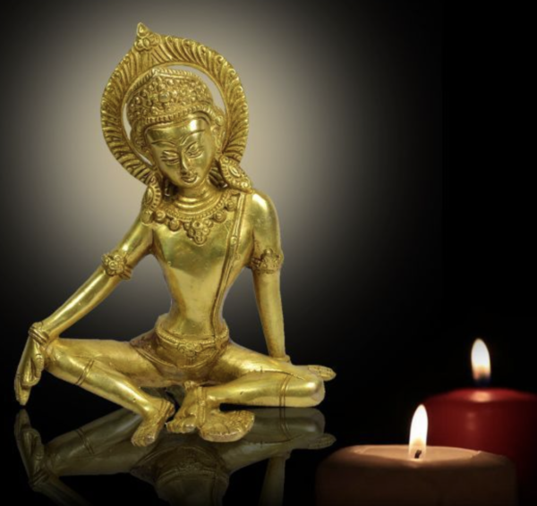 Indra Dev Idol Brass Hindu Lord - 7 Inches