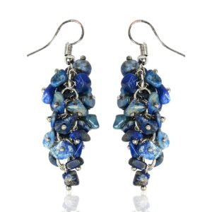 Lapis Crystal Stone Chip Earrings