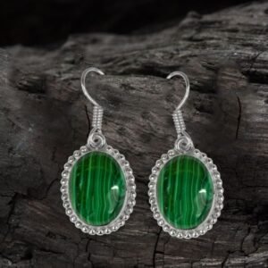 Malachite Crystal Stone Oval Shape Earring