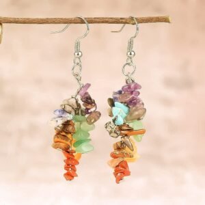 Multi Tourmaline Crystal Stone Chip Earrings