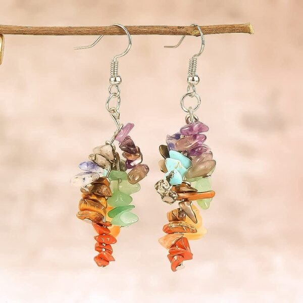 Multi Tourmaline Crystal Stone Chip Earrings