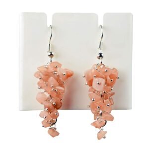Peach Moonstone Crystal Stone Chip Earrings