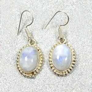 Rainbow Moonstone Crystal Stone Oval Shape Earring