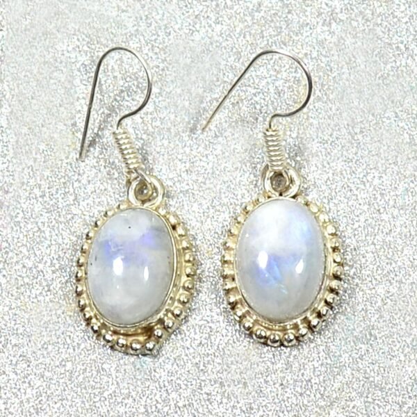 Rainbow Moonstone Crystal Stone Oval Shape Earring
