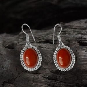 Red Jasper Crystal Stone Oval Shape Earring