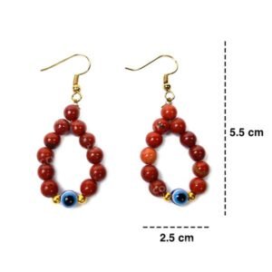 Red Jasper With Evil Eye Earring