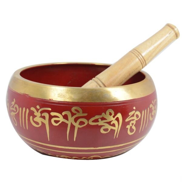 Red Singing Bowl 3.5 Inch with Wooden Stick