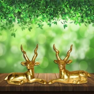 Sitting Brass Deer Statue Showpiece for Home/Office Weight: 487 Grams (Approx)