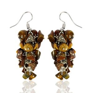 Tiger Eye Crystal Stone Chip Earrings