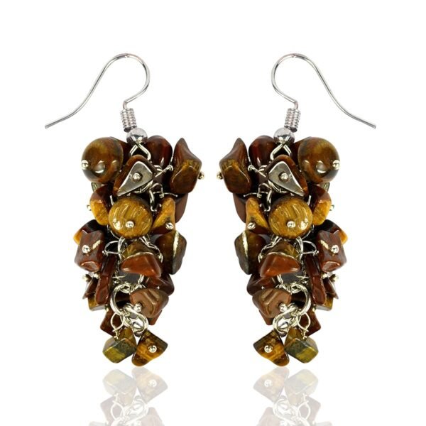 Tiger Eye Crystal Stone Chip Earrings
