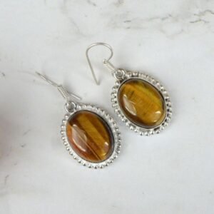 Tiger Eye Crystal Stone Oval Shape Earring