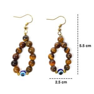 Tiger Eye With Evil Eye Earring
