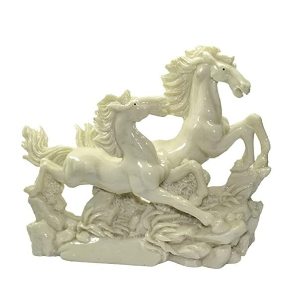 Two / 2 Big White Running Horses