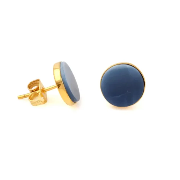 Wholesale Indian 925 Sterling Silver Jewellery Natural Gemstone Blue Opal Gold Plated Stud Earrings For Women - Image 3